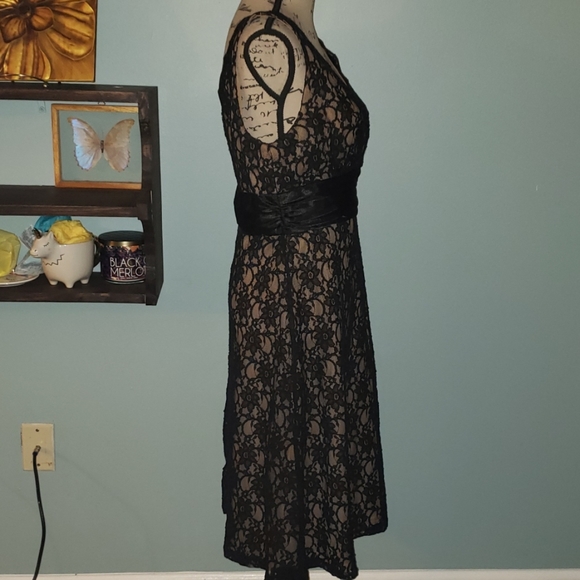 S.L. Fashions Lace Overlay Sequins A-line Dress - Picture 4 of 8